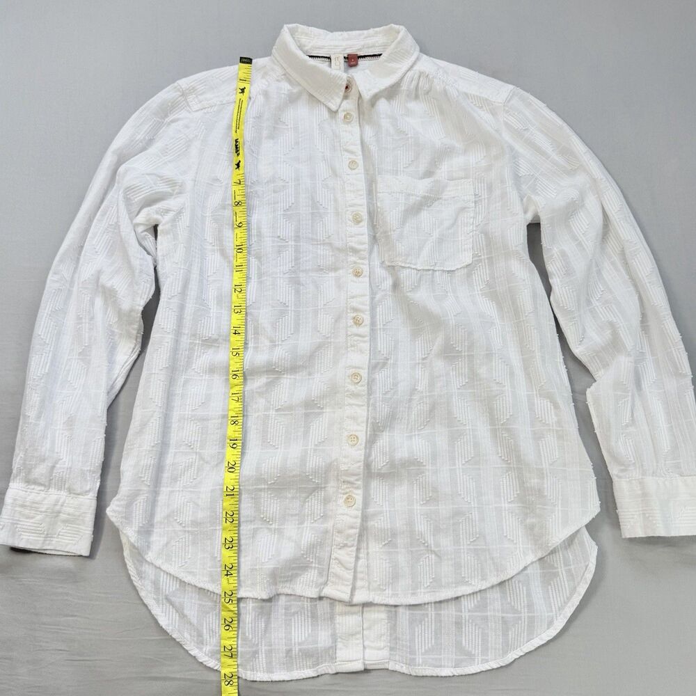 PILCRO Anthropologie Theresa Laced Back Button Up SMALL White Top Textured Boho - Picture 7 of 14